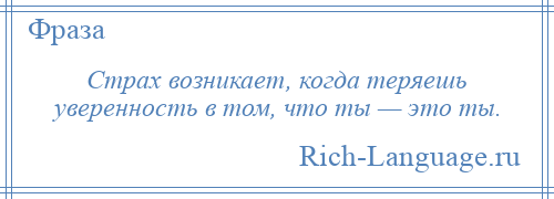 
    Страх возникает, когда теряешь уверенность в том, что ты — это ты.