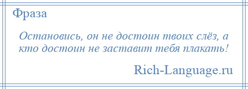 
    Остановись, он не достоин твоих слёз, а кто достоин не заставит тебя плакать!