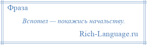 
    Вспотел — покажись начальству.