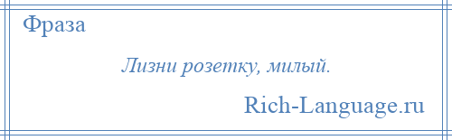 
    Лизни розетку, милый.