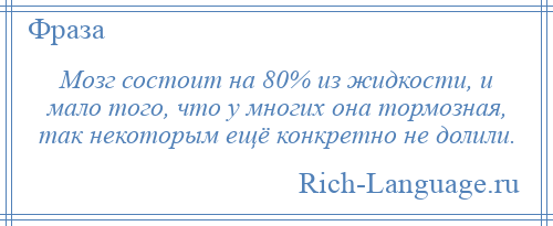 
    Мозг состоит на 80% из жидкости, и мало того, что у многих она тормозная, так некоторым ещё конкретно не долили.