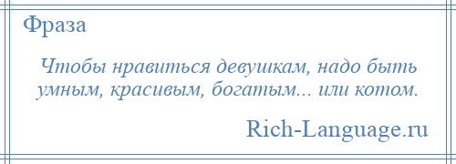 
    Чтобы нравиться девушкам, надо быть умным, красивым, богатым... или котом.