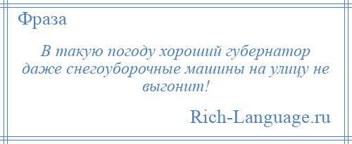 
    В такую погоду хороший губернатор даже снегоуборочные машины на улицу не выгонит!