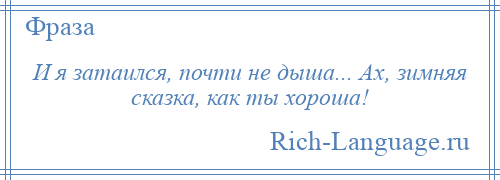 
    И я затаился, почти не дыша... Ах, зимняя сказка, как ты хороша!