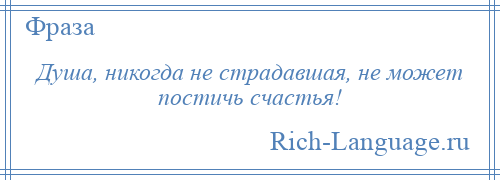 
    Душа, никогда не страдавшая, не может постичь счастья!