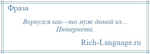 
    Вернулся как—то муж домой из… Интернета.