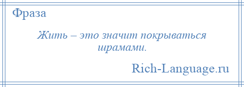 
    Жить – это значит покрываться шрамами.