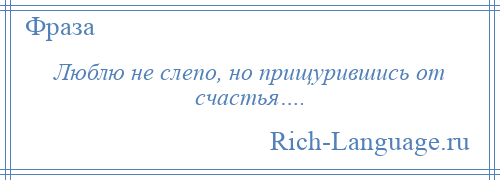 
    Люблю не слепо, но прищурившись от счастья….