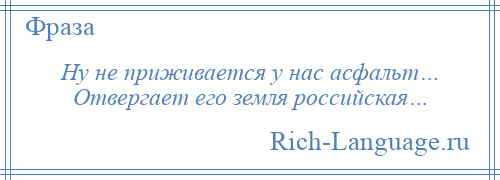 
    Ну не приживается у нас асфальт… Отвергает его земля российская…