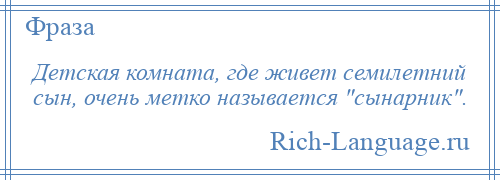 
    Детская комната, где живет семилетний сын, очень метко называется сынарник .