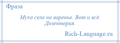 
    Муха села на варенье. Вот и всё. Дизентерия.