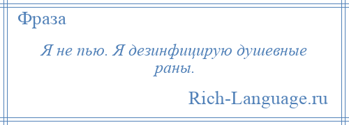 
    Я не пью. Я дезинфицирую душевные раны.