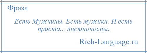 
    Есть Мужчины. Есть мужики. И есть просто... писюноносцы.