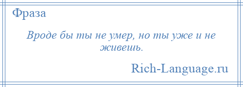 
    Вроде бы ты не умер, но ты уже и не живешь.