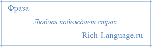 
    Любовь побеждает страх.