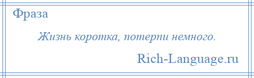 
    Жизнь коротка, потерпи немного.