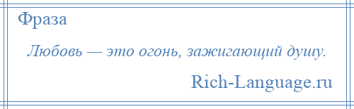 
    Любовь — это огонь, зажигающий душу.