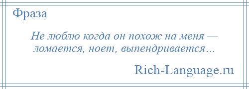 
    Не люблю когда он похож на меня — ломается, ноет, выпендривается…