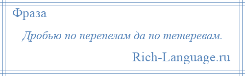 
    Дробью по перепелам да по тетеревам.