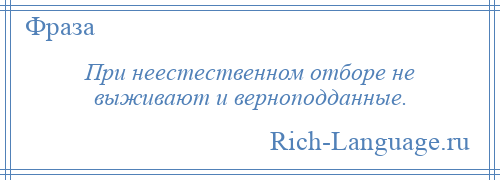 
    При неестественном отборе не выживают и верноподданные.