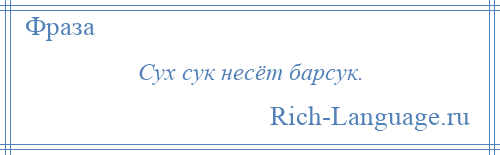 
    Сух сук несёт барсук.