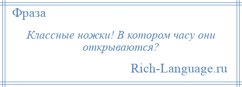 
    Классные ножки! В котором часу они открываются?