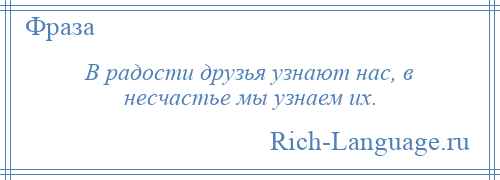 
    В радости друзья узнают нас, в несчастье мы узнаем их.