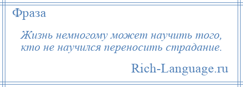 
    Жизнь немногому может научить того, кто не научился переносить страдание.