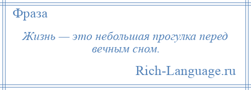 
    Жизнь — это небольшая прогулка перед вечным сном.