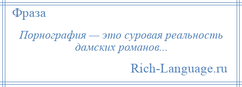 
    Порнография — это суровая реальность дамских романов...