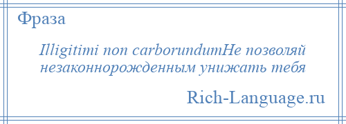 
    Illigitimi non carborundumНе позволяй незаконнорожденным унижать тебя