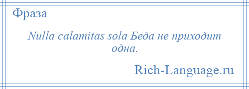 
    Nulla calamitas sola Беда не приходит одна.