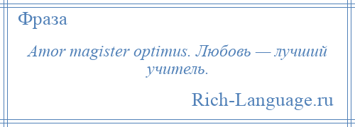 
    Amor magister optimus. Любовь — лучший учитель.