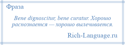 
    Bene dignoscitur, bene curatur. Хорошо распознается — хорошо вылечивается.