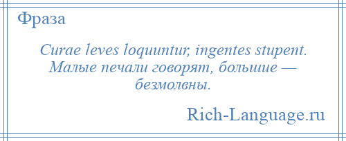 
    Curae leves loquuntur, ingentes stupent. Малые печали говорят, большие — безмолвны.