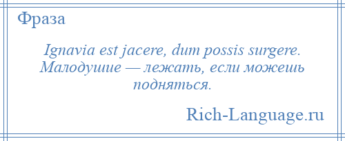 
    Ignavia est jacere, dum possis surgere. Малодушие — лежать, если можешь подняться.