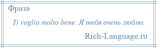 
    Ti voglio molto bene. Я тебя очень люблю.