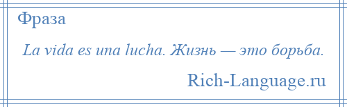 
    La vida es una lucha. Жизнь — это борьба.