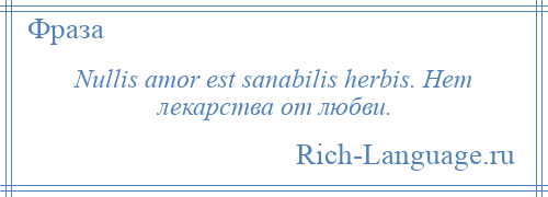 
    Nullis amor est sanabilis herbis. Нет лекарства от любви.