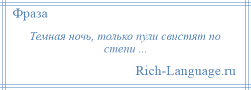 
    Темная ночь, только пули свистят по степи ...