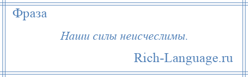 
    Наши силы неисчеслимы.