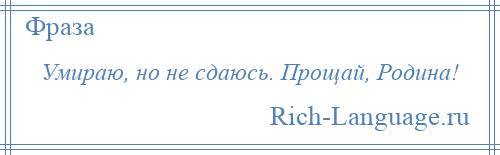 
    Умираю, но не сдаюсь. Прощай, Родина!