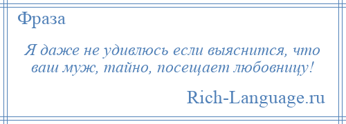 
    Я даже не удивлюсь если выяснится, что ваш муж, тайно, посещает любовницу!