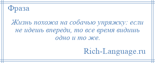 
    Жизнь похожа на собачью упряжку: если не идешь впереди, то все время видишь одно и то же.