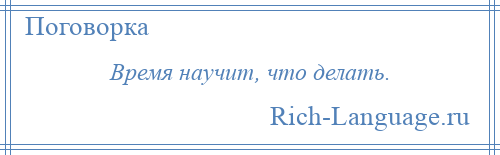 
    Время научит, что делать.