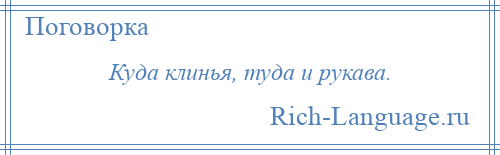 
    Куда клинья, туда и рукава.