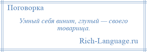 
    Умный себя винит, глупый — своего товарища.
