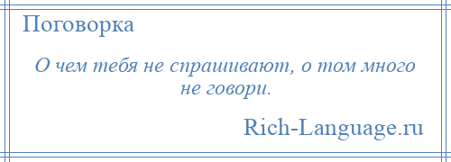 
    О чем тебя не спрашивают, о том много не говори.