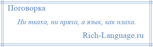 
    Ни ткаха, ни пряха, а язык, как плаха.