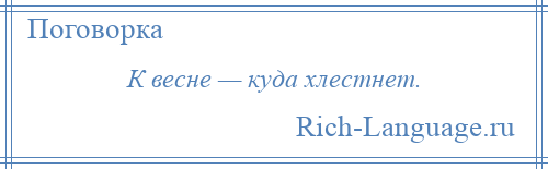 
    К весне — куда хлестнет.